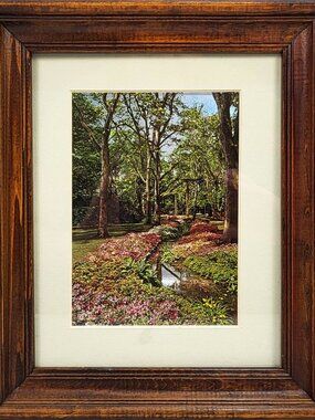 Vtg Dufex Foil Print Art Lithograph W5446M Solid Wood Frame Park Warren England